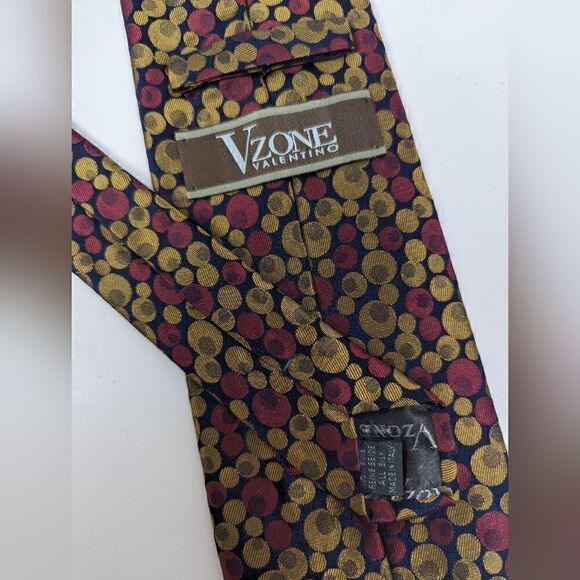 Valentino V-Zone neck tie Silk Italy Abstract Gold Red Black - Picture 5 of 6